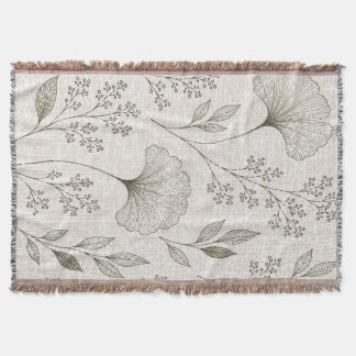 Vintage Ginkgo Botanische Geweven Worpdeken Deken