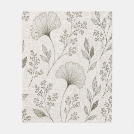 Vintage Ginkgo Botanische Worpdeken Sage Groen Fleece Deken