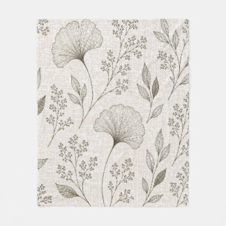 Vintage Ginkgo Botanische Worpdeken Sage Groen Fleece Deken
