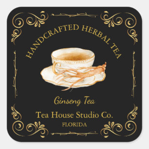 Vintage Ginseng Thee Vierkante Label