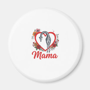 Vintage Giraffe Mama Bloemhart Shirt Ontwerp_1 Magneet