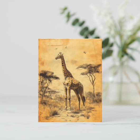 Vintage Giraffe Südafrika Savanne Postcard Briefkaart (Staand voorkant)