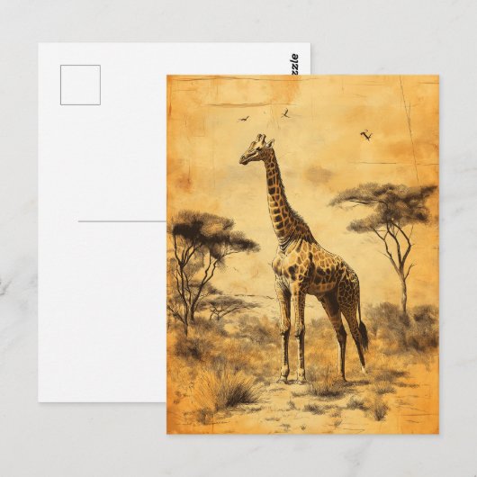 Vintage Giraffe Südafrika Savanne Postcard Briefkaart (Voorkant / Achterkant)