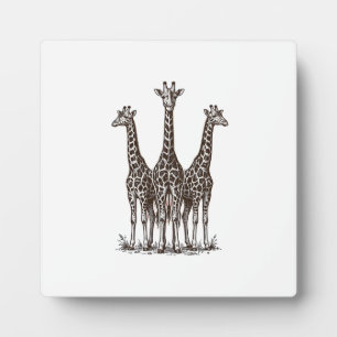 Vintage Giraffe Zonsondergang Gravure Safari Shirt Fotoplaat