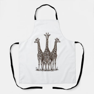 Vintage Giraffe Zonsondergang Gravure Safari Shirt Schort