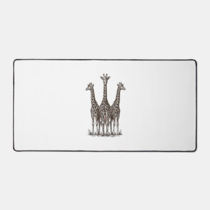 Vintage Giraffe Zonsondergang Gravure Safari T-shi Bureaumat