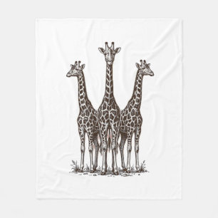 Vintage Giraffe Zonsondergang Gravure Safari T-shi Fleece Deken