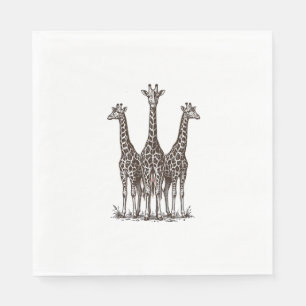 Vintage Giraffe Zonsondergang Gravure Safari T-shi Servet