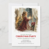 Vintage girl awaits Santa editable Christmas  Kaart (Voorkant)