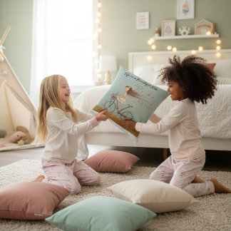 Vintage Girl on Bicycle Floral Pattern Kussen