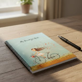 Vintage Girl on Bicycle Personalized Floral Notitieboek