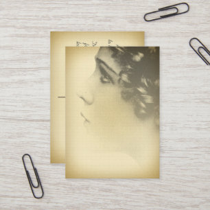 Vintage Girl Portrait Mini Briefkaart Visitekaartj Visitekaartje