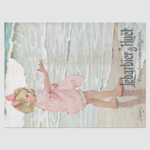 Vintage Girl Sandy Beach Tissuepapier