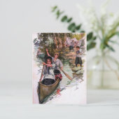 Vintage Girl Scout Campers Canoeing Briefkaart (Staand voorkant)