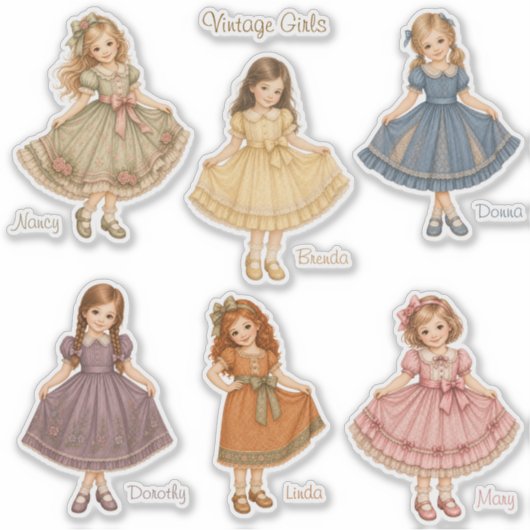Vintage Girls: Basiscollectie Stickers (Voorkant)