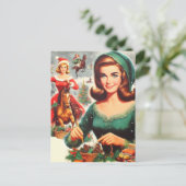 Vintage Girls Christmas Briefkaart (Staand voorkant)