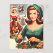 Vintage Girls Christmas Briefkaart (Voorkant)