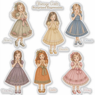 Vintage Girls: Collectie Verraste Gezichten Sticker