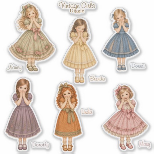 Vintage Girls: Giggle Collection Stickers (Voorkant)