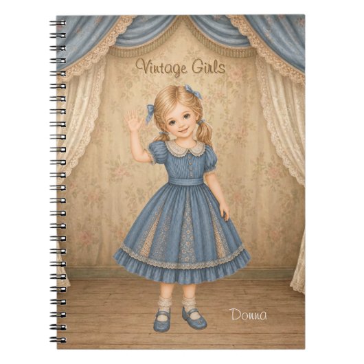 Vintage Girls Notebook met Donna - Hello Wave Notitieboek (Voorkant)