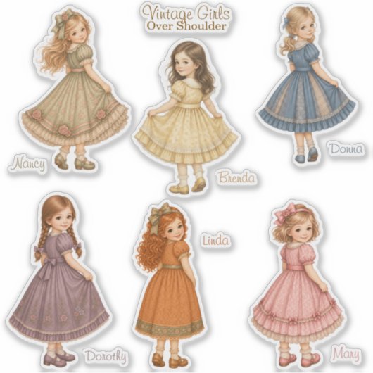 Vintage Girls: Over Shoulder Collection Stickers (Voorkant)