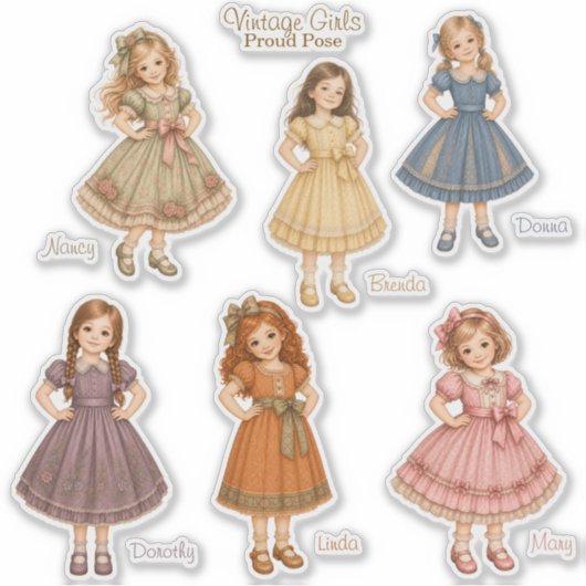 Vintage Girls: Proud Pose Collection Stickers (Voorkant)