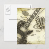 Vintage gitaar en microfoon briefkaart (Voorkant / Achterkant)