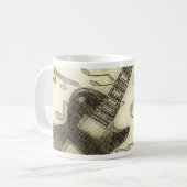 Vintage gitaar en microfoon koffiemok (Voorkant links)