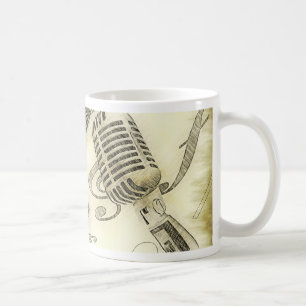 Vintage gitaar en microfoon koffiemok