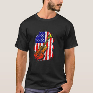 Vintage Gitaar Gitarist Vs Amerikaanse Vlag 10 T-shirt