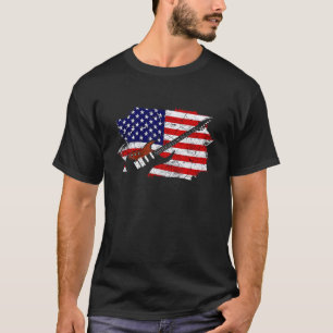 Vintage Gitaar Gitarist Vs Amerikaanse Vlag 14 T-shirt