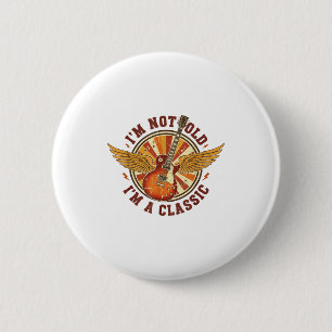 Vintage Gitaar Ik Ben Niet Oud Ik Ben Een Clic Tee Ronde Button 5,7 Cm