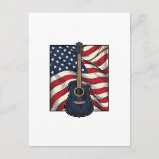 Vintage Gitaar Patriottische Vlag Vector T-shirt O Briefkaart