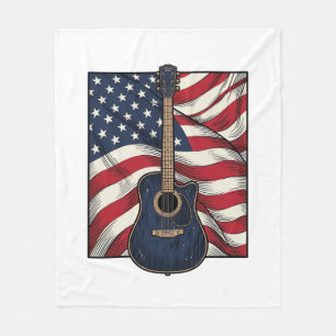 Vintage Gitaar Patriottische Vlag Vector T-shirt O Fleece Deken