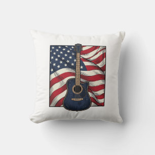 Vintage Gitaar Patriottische Vlag Vector T-shirt O Kussen