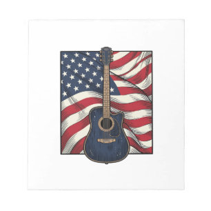 Vintage Gitaar Patriottische Vlag Vector T-shirt O Notitieblok