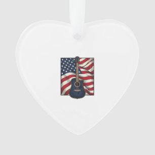Vintage Gitaar Patriottische Vlag Vector T-shirt O Ornament