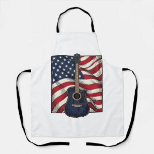 Vintage Gitaar Patriottische Vlag Vector T-shirt O Schort