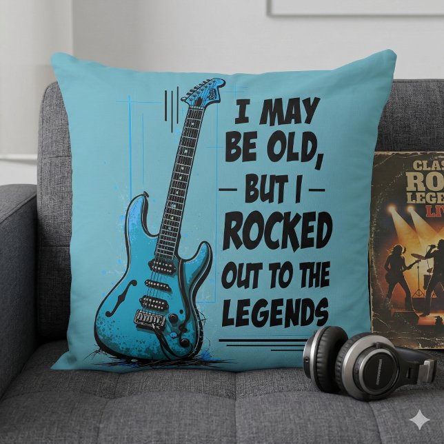 Vintage Gitaar Retro Rock Legende Nostalgische Muz Kussen (Vintage Guitar Retro Rock Legend Nostalgic Music Throw Pillow Mockup A)