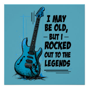 Vintage Gitaar Retro Rock Legende Nostalgische Muz Perfect Poster