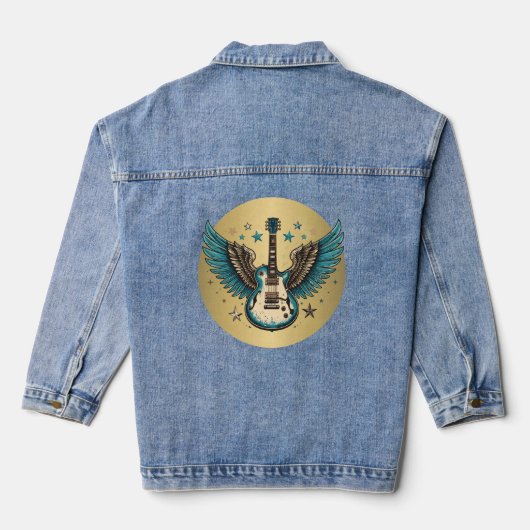 Vintage Gitaar Spijkerjas Denim Jacket (Achterkant)