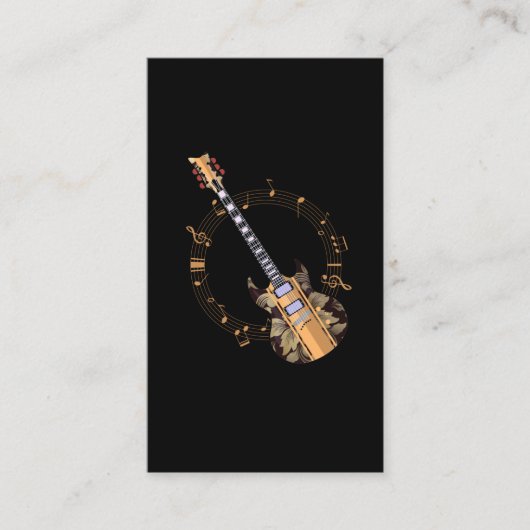 Vintage gitaarspeler Floral Musicus Art Visitekaartje (Voorkant)
