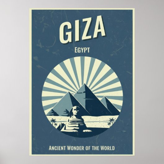 Vintage Giza Pyramid Poster – Retro Egyptian (Voorkant)