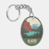 Vintage Glacier National Park Meer Sleutelhanger (Voorkant Links)