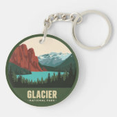 Vintage Glacier National Park Meer Sleutelhanger (Achterkant)