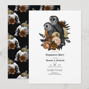 Vintage Glam Amber Uilen Gothic Verlovingsfeest Kaart