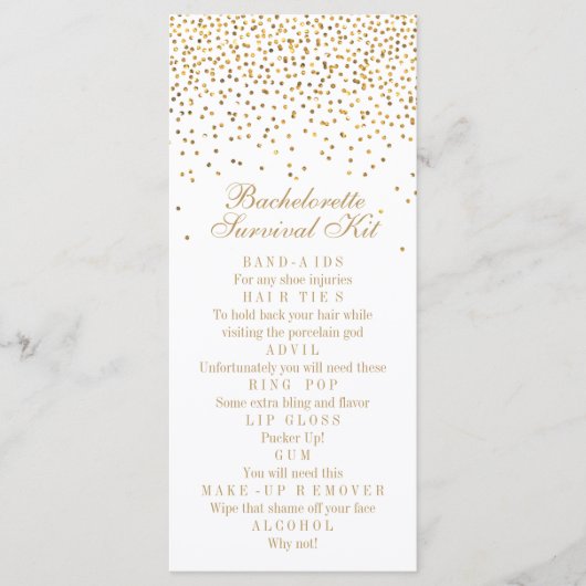 Vintage Glam Gouden Confetti Bachelorette Survival (Voorkant)