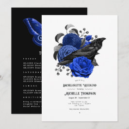 Vintage Glam Koningsblauw Bloem Gothic Bachelorett Kaart