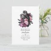 Vintage Glam Mauve Owls Gothic Wedding Invitation Kaart (Staand voorkant)