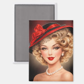  Vintage Glam Pin-Up Lady Magnet (Voorkant / Achterkant)
